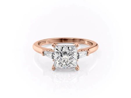 The Liv Set With A 3.5 Carat Princess Moissanite Hot on Sale