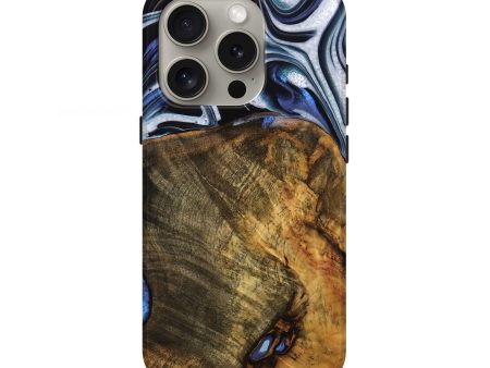 iPhone 16 Pro Wood Live Edge Phone Case - Ashli (Blue, 740118) on Sale