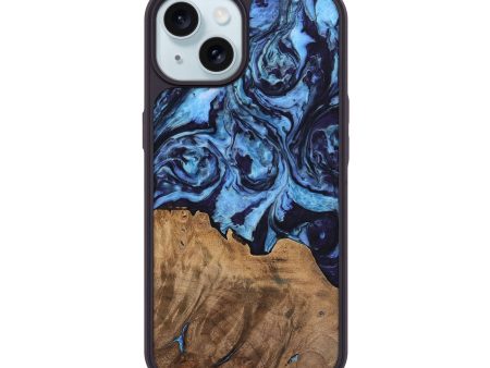 iPhone 15 Wood Phone Case - Bonnar (Blue, 739006) For Sale