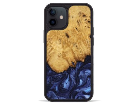 iPhone 12 mini Wood Phone Case - Johan (Blue, 739381) For Sale