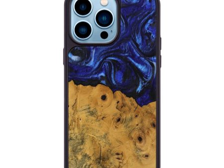 iPhone 14 Pro Max Wood Phone Case - Danyel (Blue, 738941) For Sale