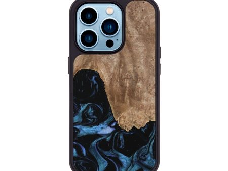 iPhone 14 Pro Wood Phone Case - Ketan (Blue, 739740) Discount