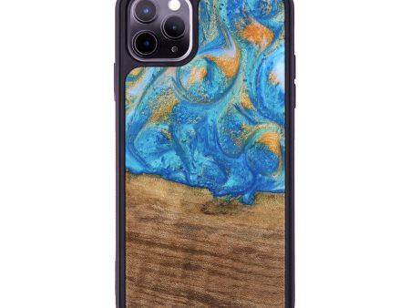 iPhone 11 Pro Max Wood Phone Case - Kaci (Teal & Gold, 738906) For Discount