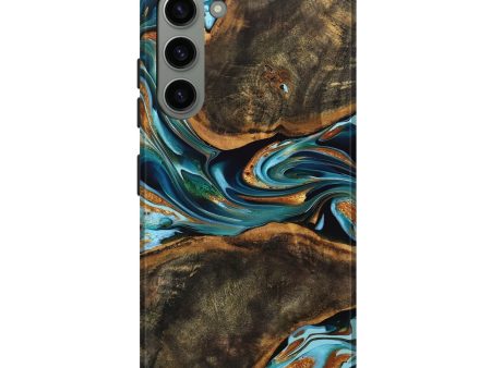 Galaxy S23 Plus Wood Live Edge Phone Case - Lavar (Teal & Gold, 740106) Discount