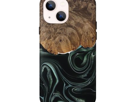 iPhone 14 Wood Live Edge Phone Case - Tsing (Green, 737359) Fashion