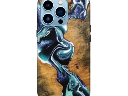 iPhone 14 Pro Wood Live Edge Phone Case - Autry (Blue, 737335) Supply