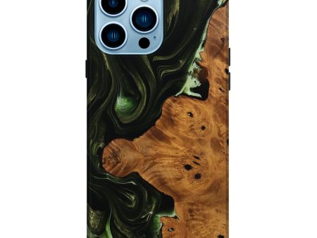 iPhone 14 Pro Max Wood Live Edge Phone Case - Grady (Green, 737328) For Cheap