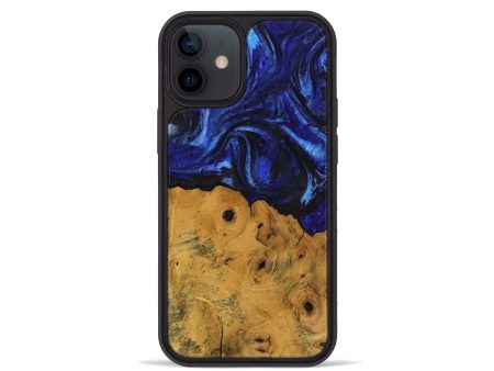 iPhone 12 mini Wood Phone Case - Danyel (Blue, 738941) For Cheap