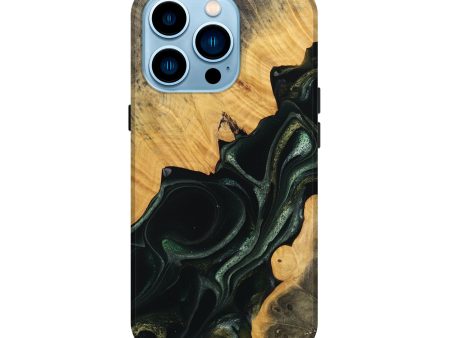 iPhone 14 Pro Wood Live Edge Phone Case - Bihari (Green, 740150) Cheap