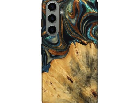 Galaxy S24 Wood Live Edge Phone Case - Gabriel (Teal & Gold, 740103) Fashion