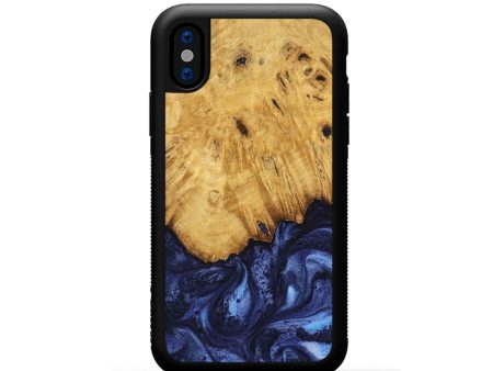 iPhone Xs Wood Phone Case - Johan (Blue, 739381) on Sale