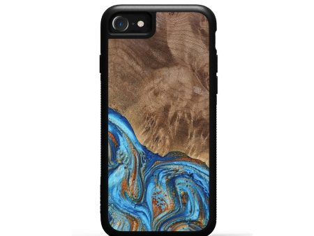 iPhone SE Wood Phone Case - Annick (Teal & Gold, 738943) Hot on Sale