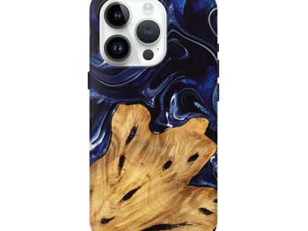 iPhone 15 Pro Wood Live Edge Phone Case - Oluso (Blue, 737353) Cheap