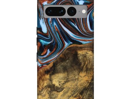 Pixel 7 Pro Wood Live Edge Phone Case - Verlene (Teal & Gold, 740154) Discount