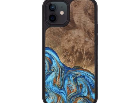 iPhone 12 Wood Phone Case - Annick (Teal & Gold, 738943) Online Hot Sale