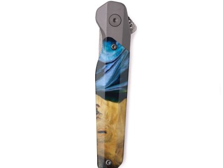 Live Edge Wood Pocket Knife - Adaline (Teal & Gold, 738451) For Discount