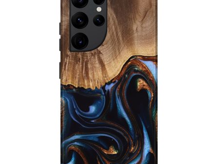 Galaxy S22 Ultra Wood Live Edge Phone Case - Frazier (Teal & Gold, 739082) Online Hot Sale