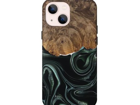 iPhone 13 mini Wood Live Edge Phone Case - Tsing (Green, 737359) Fashion