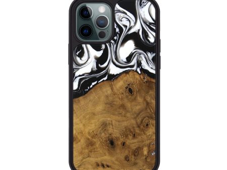 iPhone 12 Pro Wood Phone Case - Jarrad (Black & White, 740267) For Sale