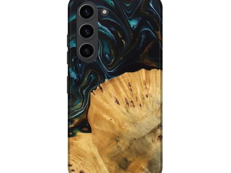 Galaxy S23 Wood Live Edge Phone Case - Tiff (Teal & Gold, 740142) Hot on Sale