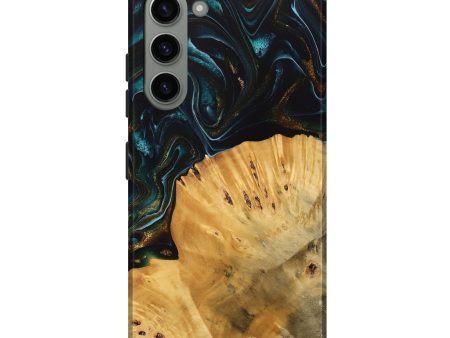 Galaxy S23 Plus Wood Live Edge Phone Case - Tiff (Teal & Gold, 740142) Discount