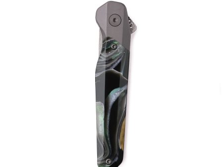 Live Edge ResinArt Pocket Knife - Kennedi (Black & White, 740171) For Cheap