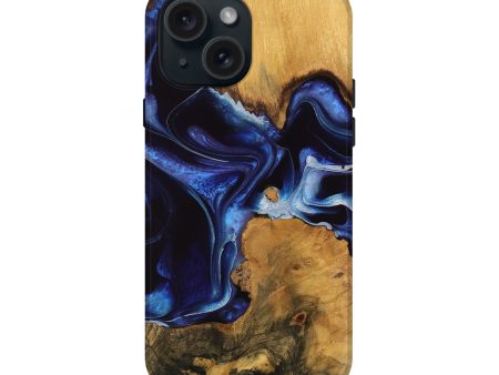 iPhone 15 Wood Live Edge Phone Case - Kayla (Blue, 737341) Cheap