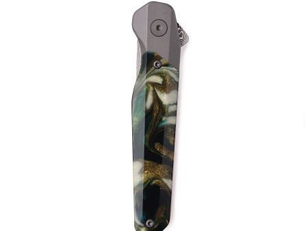 Live Edge ResinArt Pocket Knife - Dennis (Green, 738447) Online