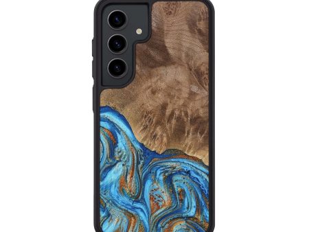 Galaxy S24 Wood Phone Case - Annick (Teal & Gold, 738943) Sale