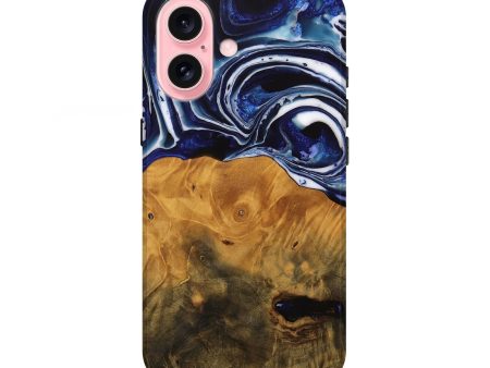 iPhone 16 Wood Live Edge Phone Case - Shirley (Blue, 738780) on Sale