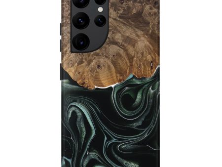 Galaxy S22 Ultra Wood Live Edge Phone Case - Tsing (Green, 737359) Hot on Sale