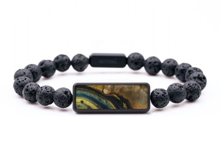 Lava Bead Wood Bracelet - Fernanda (Teal & Gold, 738512) Sale