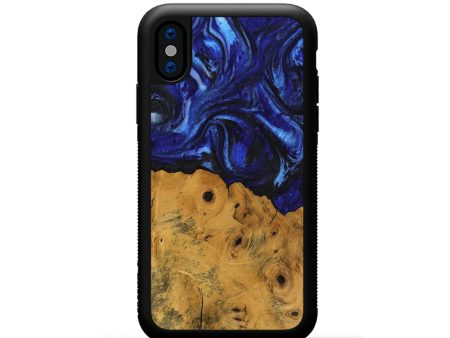 iPhone Xs Wood Phone Case - Danyel (Blue, 738941) on Sale