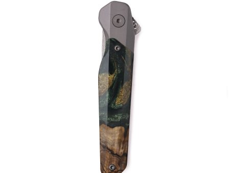 Live Edge Wood Pocket Knife - April (Green, 739451) on Sale