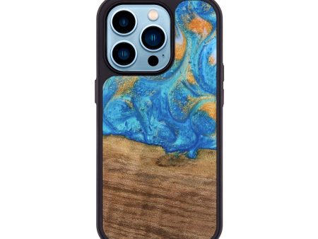 iPhone 14 Pro Wood Phone Case - Kaci (Teal & Gold, 738906) Cheap