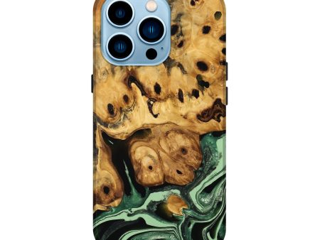 iPhone 14 Pro Wood Live Edge Phone Case - Danny (Green, 737342) Hot on Sale