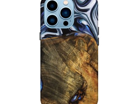 iPhone 14 Pro Wood Live Edge Phone Case - Ashli (Blue, 740118) For Sale