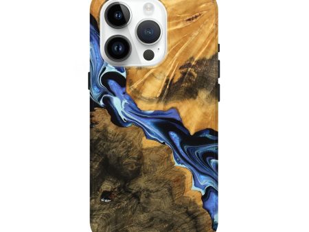 iPhone 15 Pro Wood Live Edge Phone Case - Harlen (Blue, 739083) Fashion