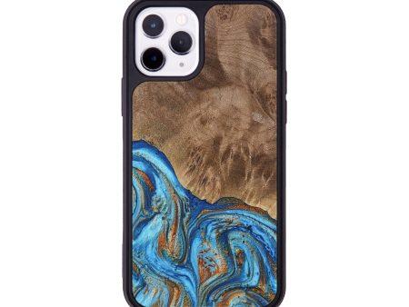 iPhone 11 Pro Wood Phone Case - Annick (Teal & Gold, 738943) on Sale