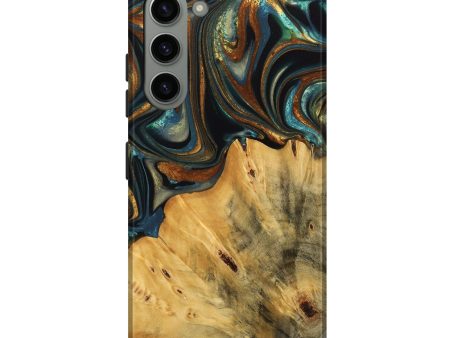 Galaxy S23 Plus Wood Live Edge Phone Case - Gabriel (Teal & Gold, 740103) Discount