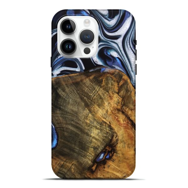 iPhone 15 Pro Max Wood Live Edge Phone Case - Ashli (Blue, 740118) on Sale