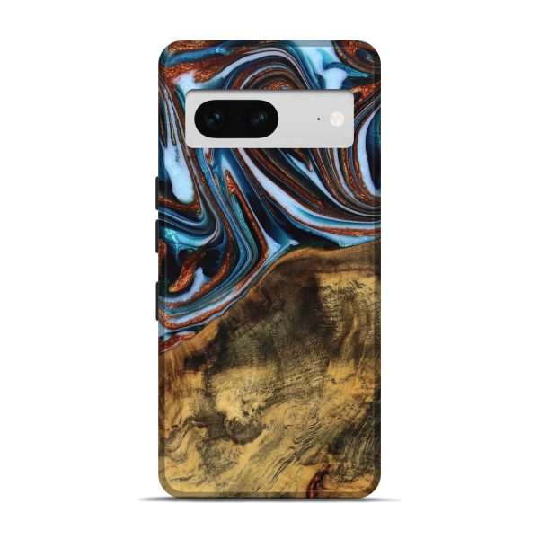 Pixel 7 Wood Live Edge Phone Case - Verlene (Teal & Gold, 740154) on Sale