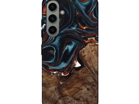 Galaxy S24 Wood Live Edge Phone Case - Finn (Teal & Gold, 739080) For Cheap