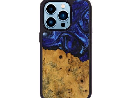 iPhone 14 Pro Wood Phone Case - Danyel (Blue, 738941) Cheap