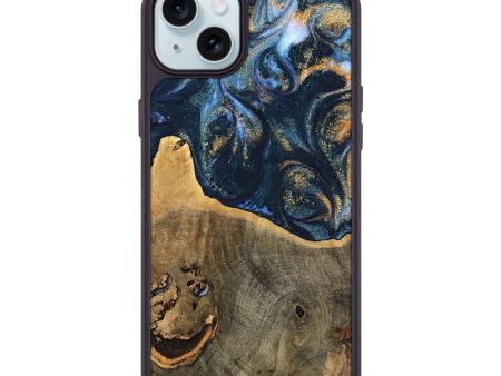 iPhone 15 Plus Wood Phone Case - Gussi (Teal & Gold, 739305) Hot on Sale