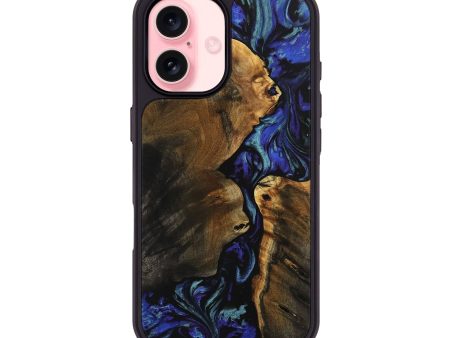 iPhone 16 Wood Phone Case - Corwin (Blue, 738389) Cheap