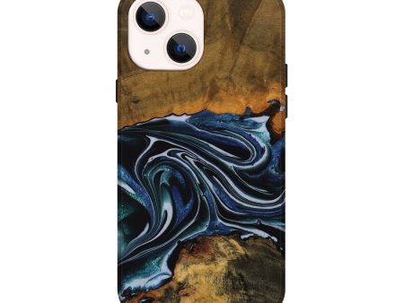 iPhone 14 Wood Live Edge Phone Case - Tanya (Blue, 740148) Cheap