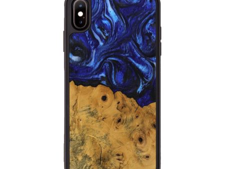 iPhone Xs Max Wood Phone Case - Danyel (Blue, 738941) Supply