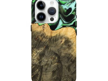 iPhone 15 Pro Wood Live Edge Phone Case - Mayra (Green, 738775) For Sale