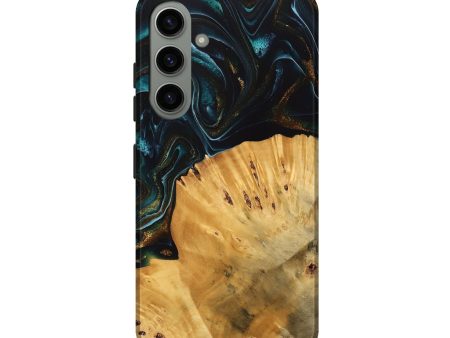 Galaxy S24 Wood Live Edge Phone Case - Tiff (Teal & Gold, 740142) Online now